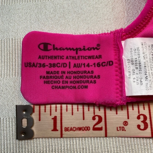 Champion Hot Pink Sports Bra Full Coverage Intimates Sz 36-39 C/D Back Closure - Picture 4 of 11